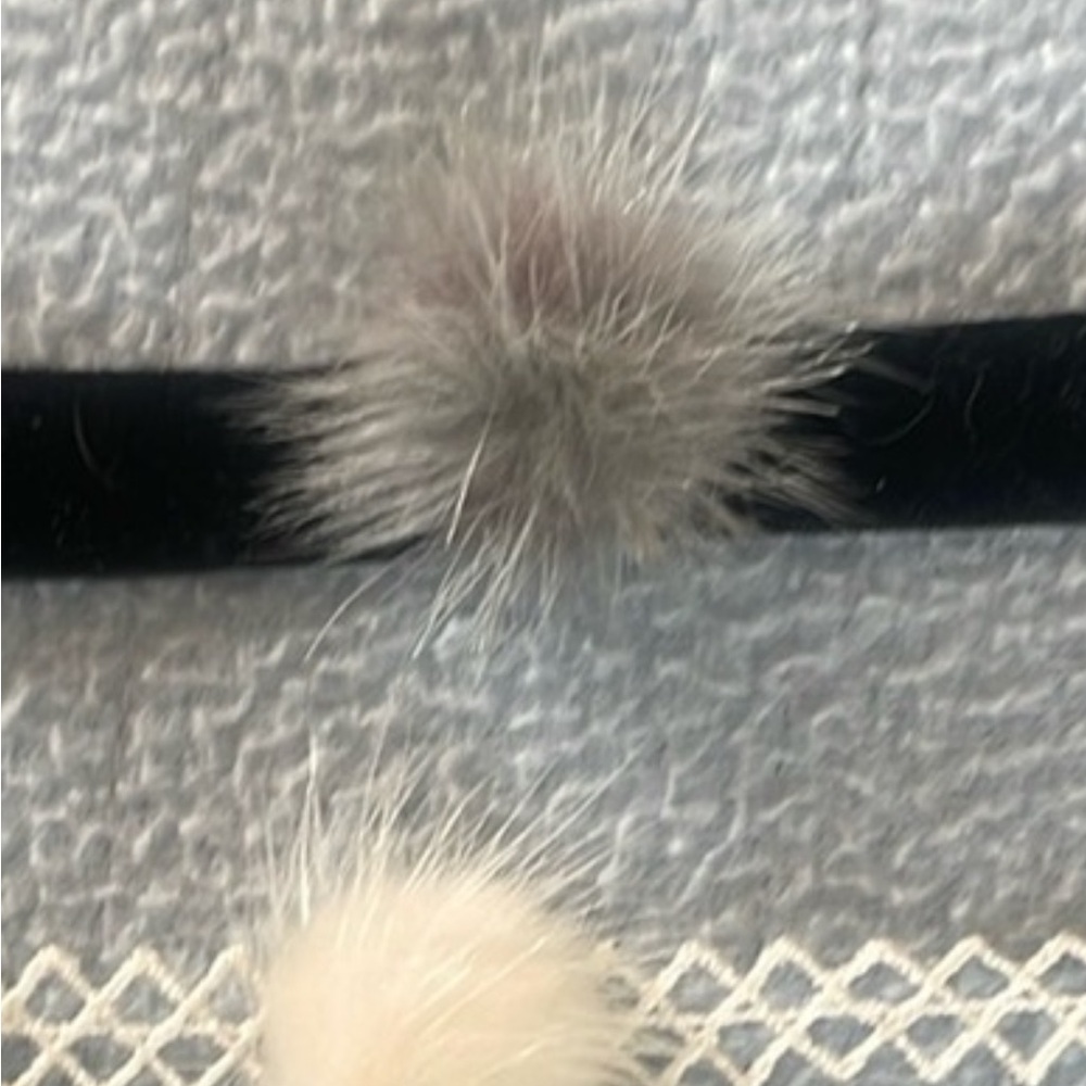 grey and white mink fur chokers